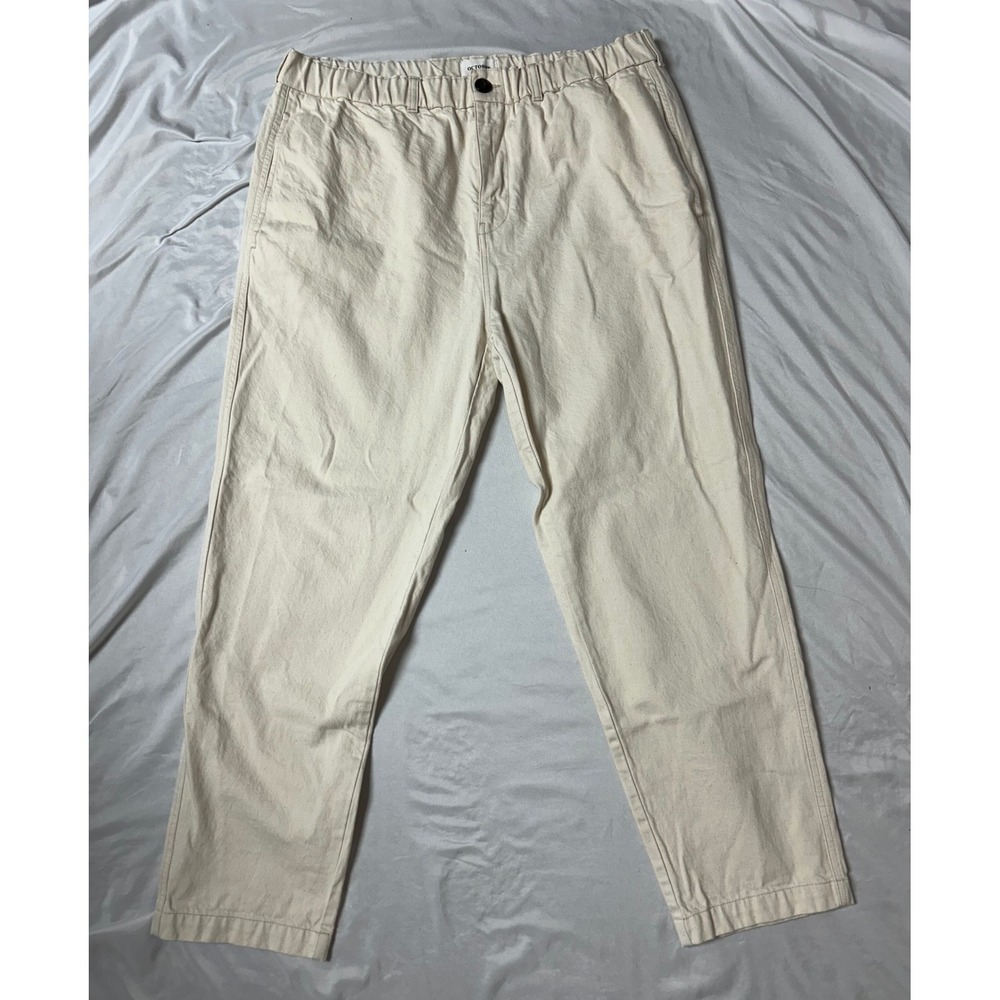 Octobre Editions Mens Ecru Organic Cotton Elastic Waist Trousers Pants XXXL